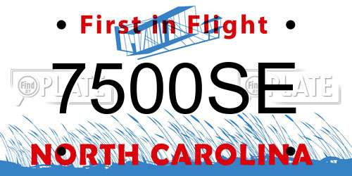 7500SE North Carolina License Plate