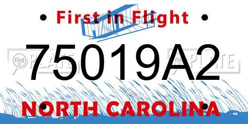 75019A2 North Carolina License Plate