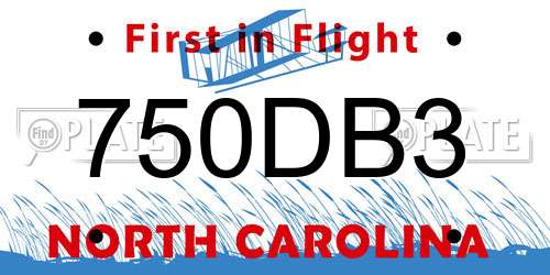 750DB3 North Carolina License Plate