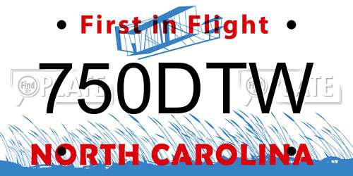 750DTW North Carolina License Plate