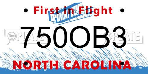 750OB3 North Carolina License Plate