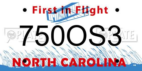 750OS3 North Carolina License Plate