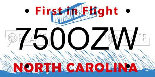 750OZW North Carolina License Plate