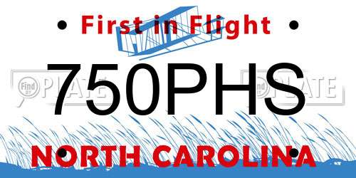 750PHS North Carolina License Plate