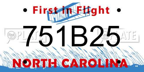 751B25 North Carolina License Plate