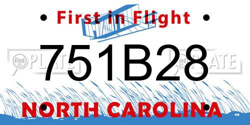 751B28 North Carolina License Plate