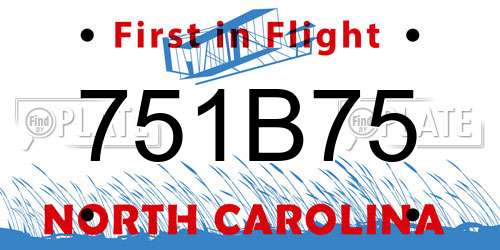 751B75 North Carolina License Plate