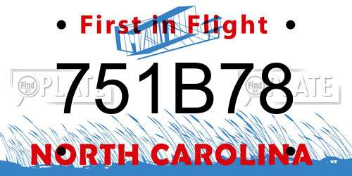 751B78 North Carolina License Plate
