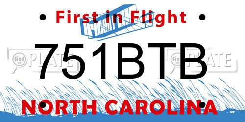 751BTB North Carolina License Plate