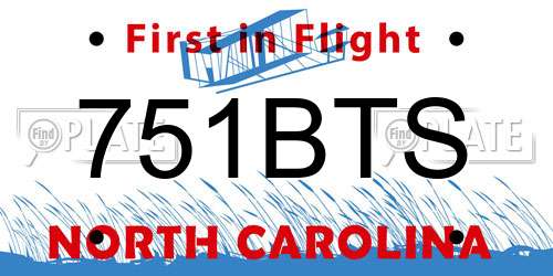751BTS North Carolina License Plate
