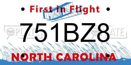 751BZ8 North Carolina License Plate