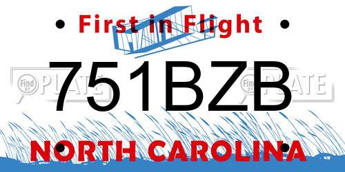 751BZB North Carolina License Plate