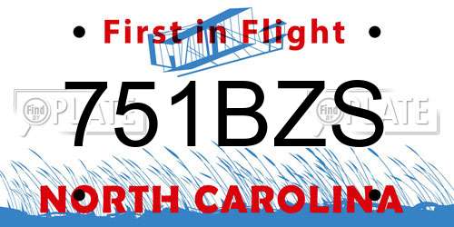 751BZS North Carolina License Plate