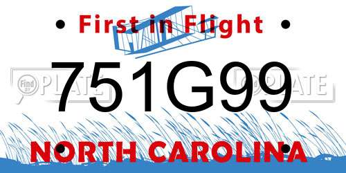 751G99 North Carolina License Plate
