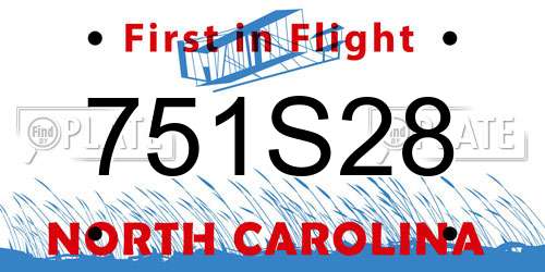 751S28 North Carolina License Plate