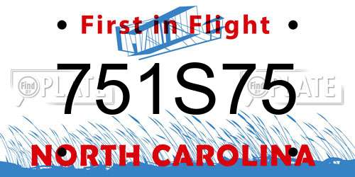 751S75 North Carolina License Plate