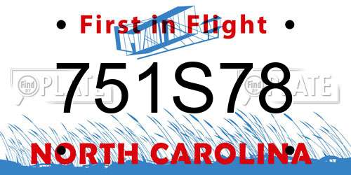 751S78 North Carolina License Plate