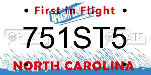 751ST5 North Carolina License Plate