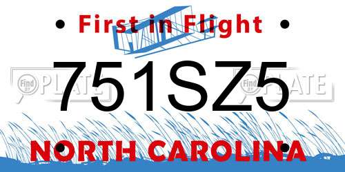 751SZ5 North Carolina License Plate