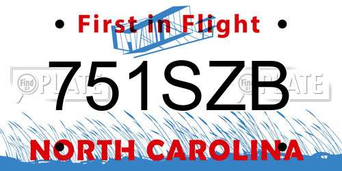 751SZB North Carolina License Plate