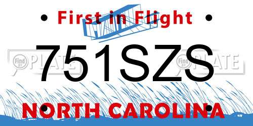 751SZS North Carolina License Plate