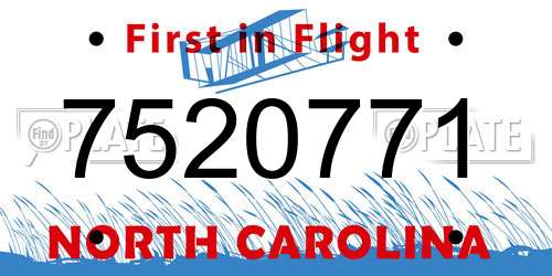7520771 North Carolina License Plate