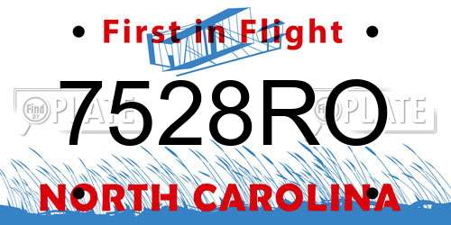 7528RO North Carolina License Plate