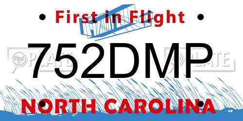 752DMP North Carolina License Plate
