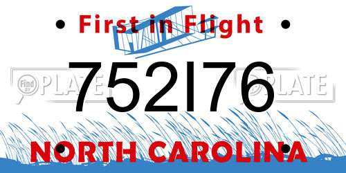 752I76 North Carolina License Plate