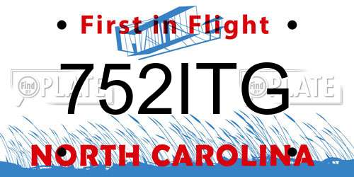 752ITG North Carolina License Plate