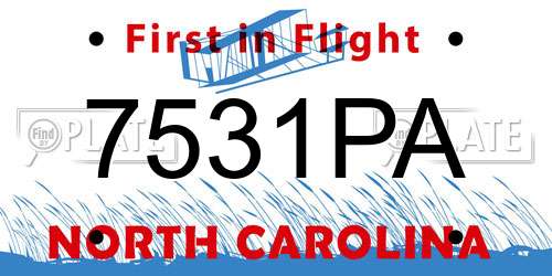 7531PA North Carolina License Plate