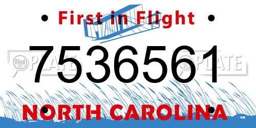 7536561 North Carolina License Plate