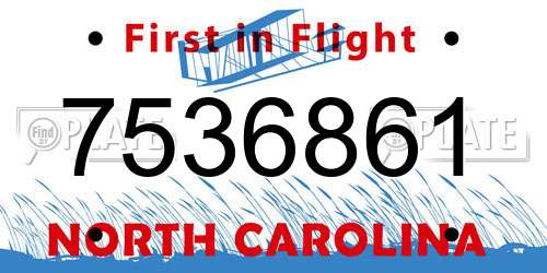 7536861 North Carolina License Plate