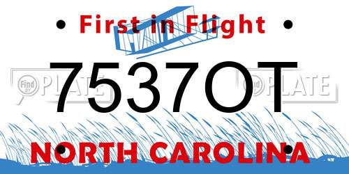 7537OT North Carolina License Plate