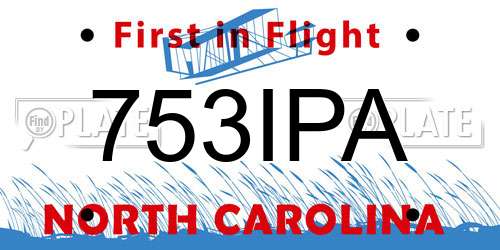 753IPA North Carolina License Plate