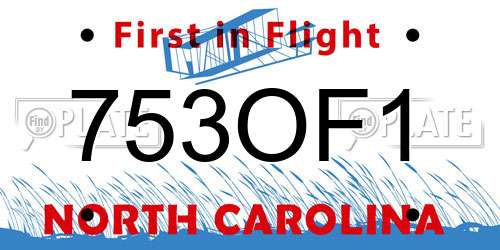753OF1 North Carolina License Plate