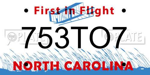 753TO7 North Carolina License Plate