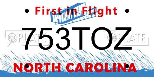 753TOZ North Carolina License Plate