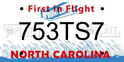 753TS7 North Carolina License Plate