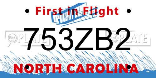 753ZB2 North Carolina License Plate