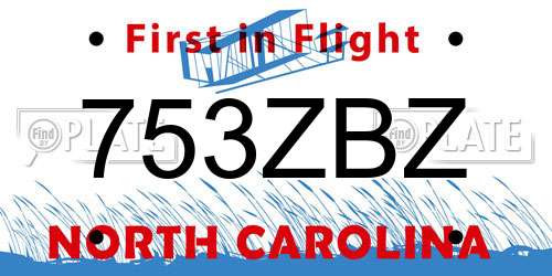 753ZBZ North Carolina License Plate