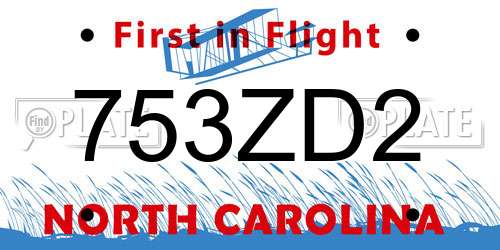 753ZD2 North Carolina License Plate