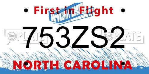 753ZS2 North Carolina License Plate