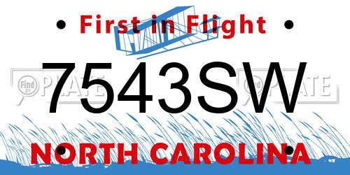 7543SW North Carolina License Plate