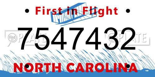 7547432 North Carolina License Plate