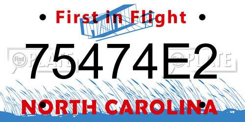 75474E2 North Carolina License Plate