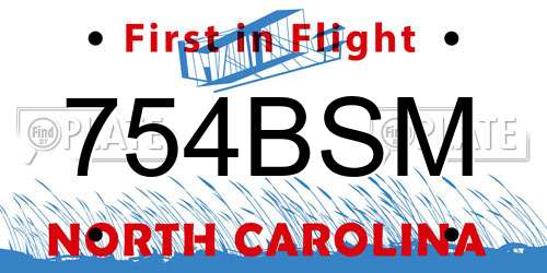 754BSM North Carolina License Plate