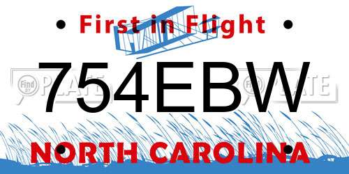 754EBW North Carolina License Plate