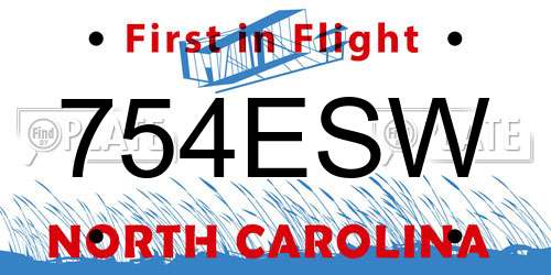 754ESW North Carolina License Plate