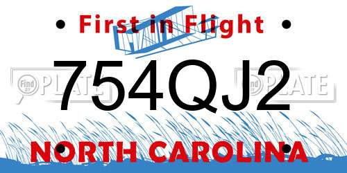 754QJ2 North Carolina License Plate